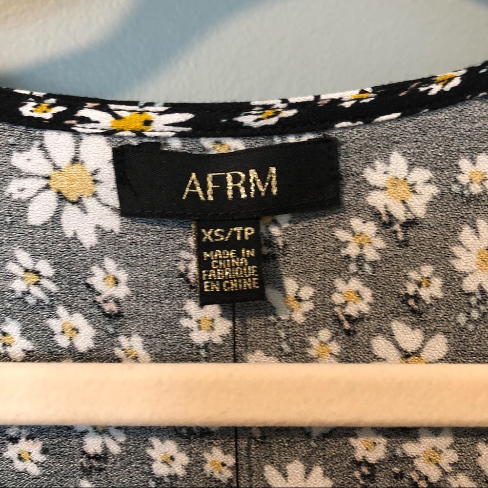 NWT AFRM Black Daisy Ditsy Ruched Midi Dress XS - Picture 12 of 13
